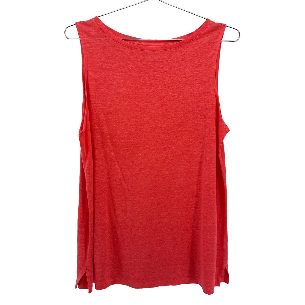 J. JILL 100% Linen Knit Boat Neck Tank Top • Medium • orange • boho chic Summer